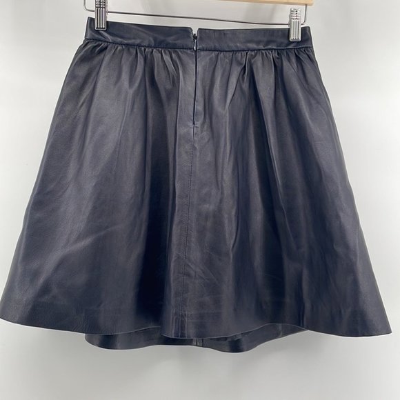 🫐J Crew Dark blue Leather Skater Skirt - Picture 8 of 10